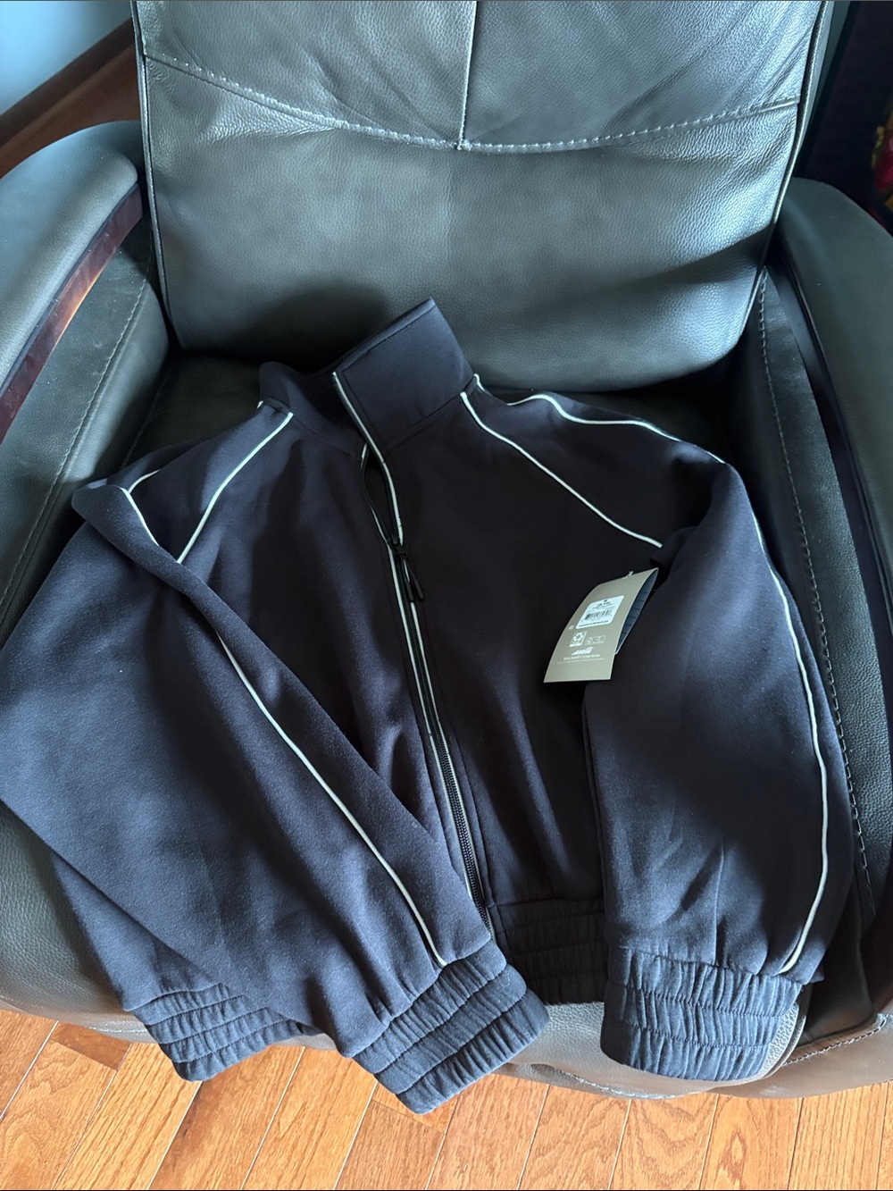Avia Black Bomber Jacket with White Piping